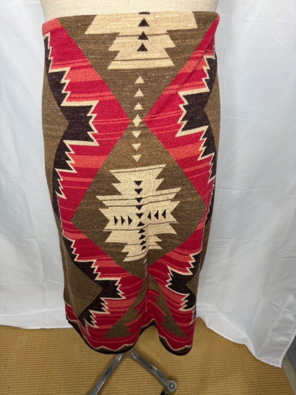 Lauren Ralph Black Label Womens Skirt 3X Aztec Southwestern Print Brown Red - Picture 5 of 12